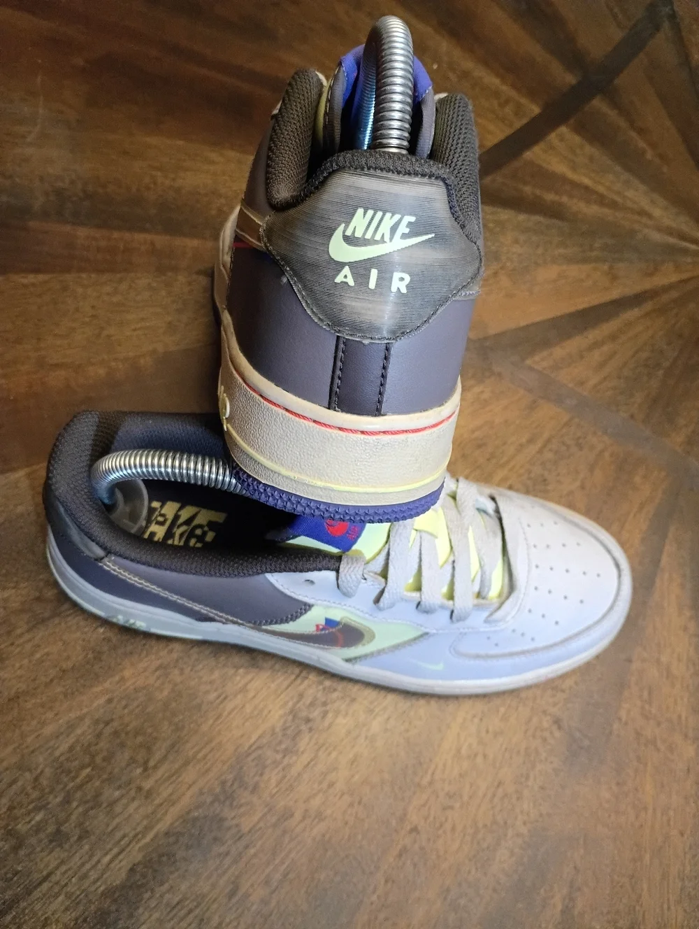 Nike Air Force 1 LV8 2 GS “Double Swoosh / Just Do It” Gray Volt Blue Sneakers Y